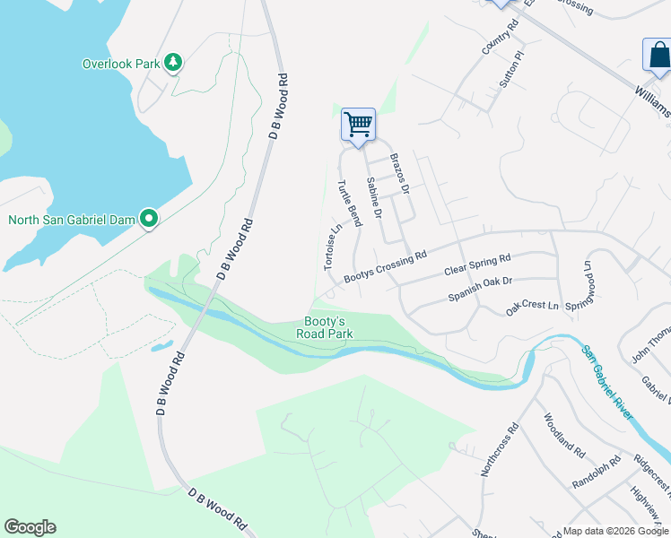 map of restaurants, bars, coffee shops, grocery stores, and more near 105 Tortoise Lane in Georgetown