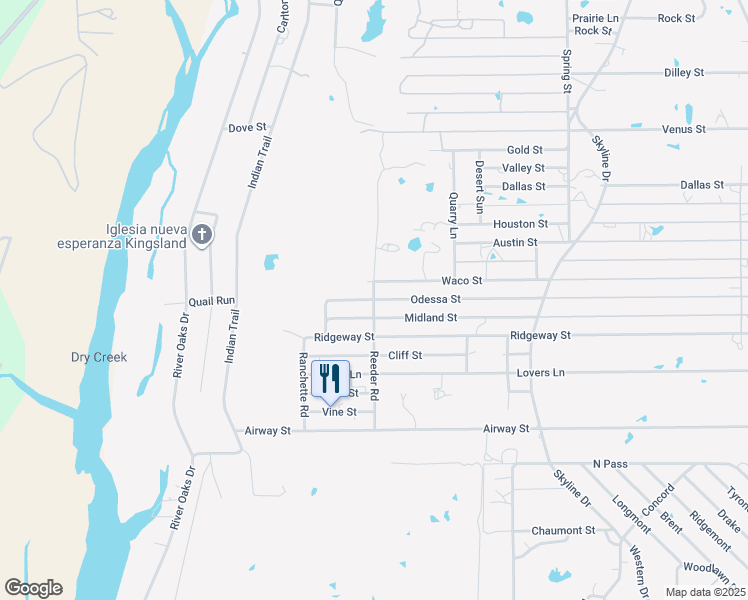 map of restaurants, bars, coffee shops, grocery stores, and more near Reeder Road in Kingsland