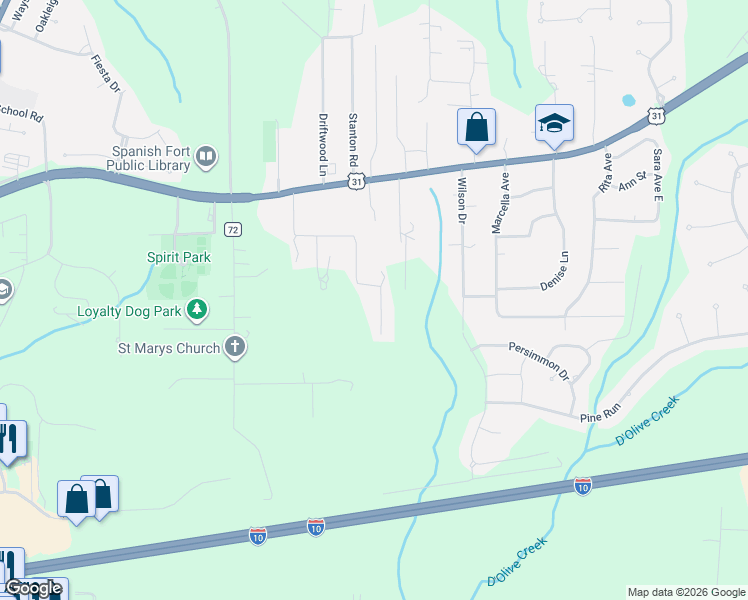 map of restaurants, bars, coffee shops, grocery stores, and more near 30352 Spanish Lane in Spanish Fort