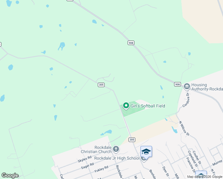 map of restaurants, bars, coffee shops, grocery stores, and more near 422 County Road 305 in Rockdale
