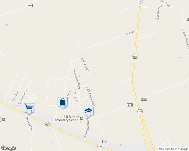 map of restaurants, bars, coffee shops, grocery stores, and more near 161 Milestone Road in Liberty Hill