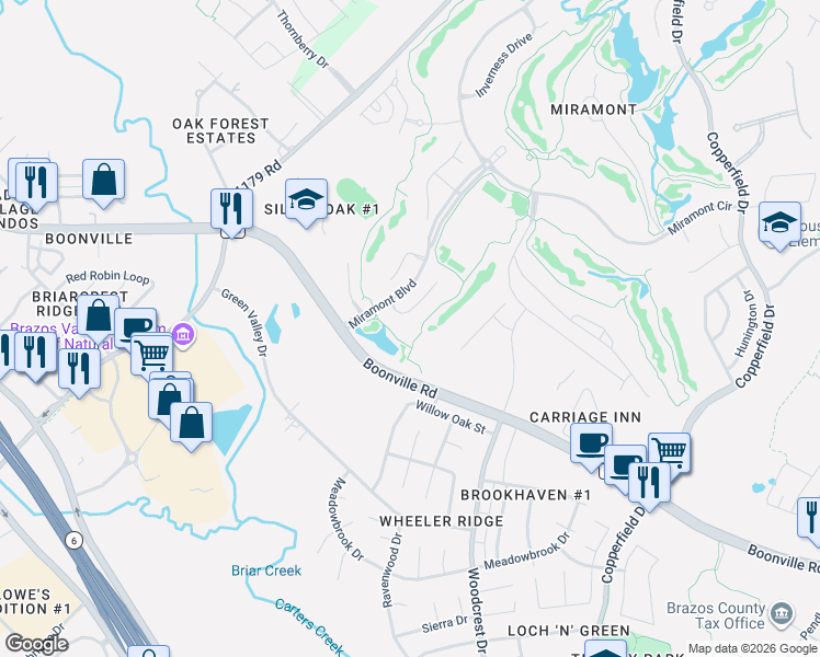map of restaurants, bars, coffee shops, grocery stores, and more near 4206 Tuscany Ct in Bryan