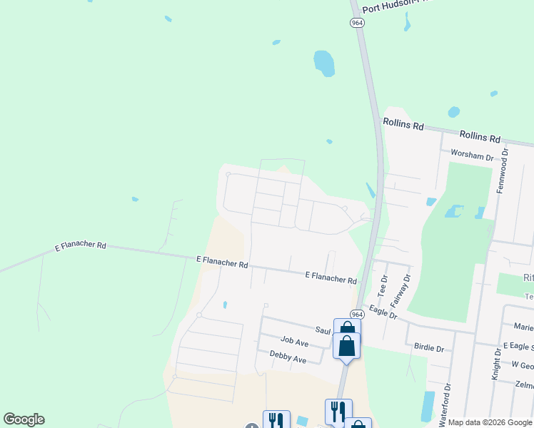 map of restaurants, bars, coffee shops, grocery stores, and more near 2104 Greenfield Avenue in Zachary