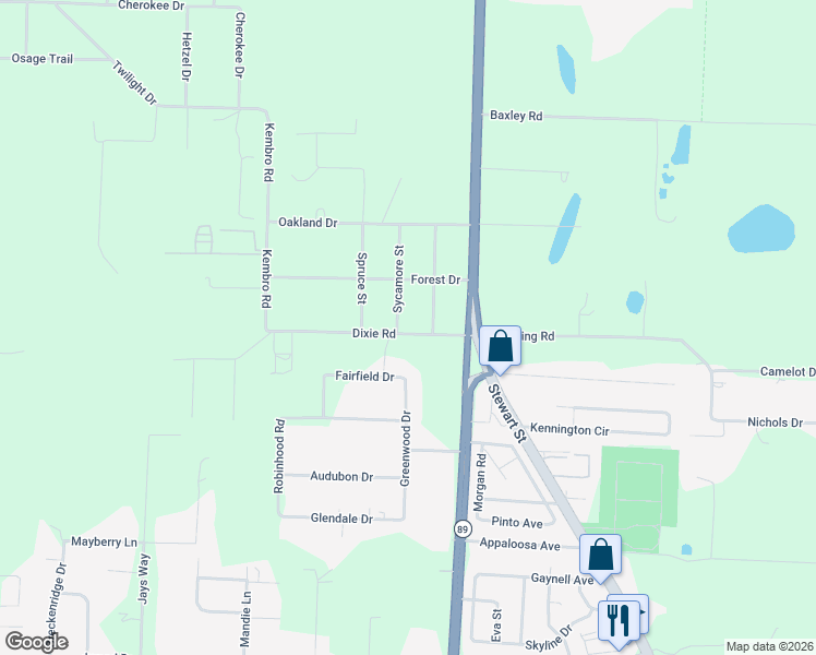 map of restaurants, bars, coffee shops, grocery stores, and more near 6358 Dixie Road in Milton