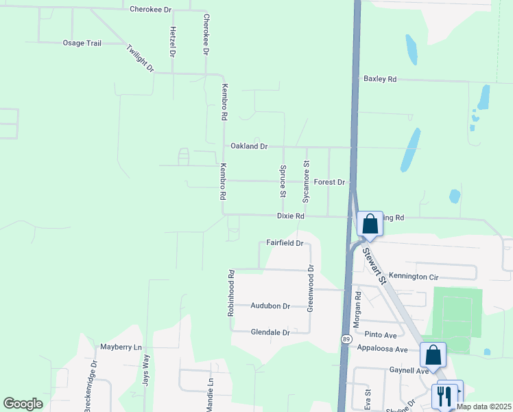map of restaurants, bars, coffee shops, grocery stores, and more near 6260 Dixie Road in Milton