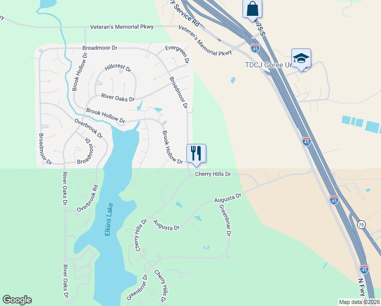 map of restaurants, bars, coffee shops, grocery stores, and more near 1041 Broadmoor Drive in Huntsville