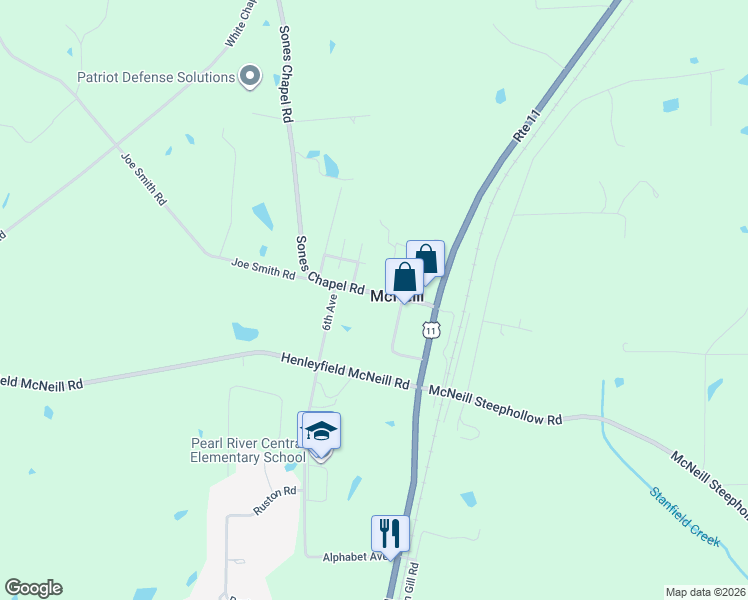 map of restaurants, bars, coffee shops, grocery stores, and more near 41-61 Sones Chapel Rd in Carriere