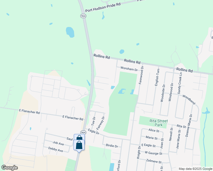 map of restaurants, bars, coffee shops, grocery stores, and more near 1142 Willow Creek Drive in Zachary