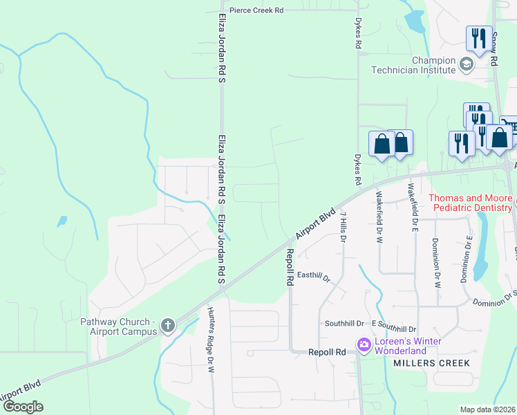 map of restaurants, bars, coffee shops, grocery stores, and more near 979 Boulder Court in Mobile