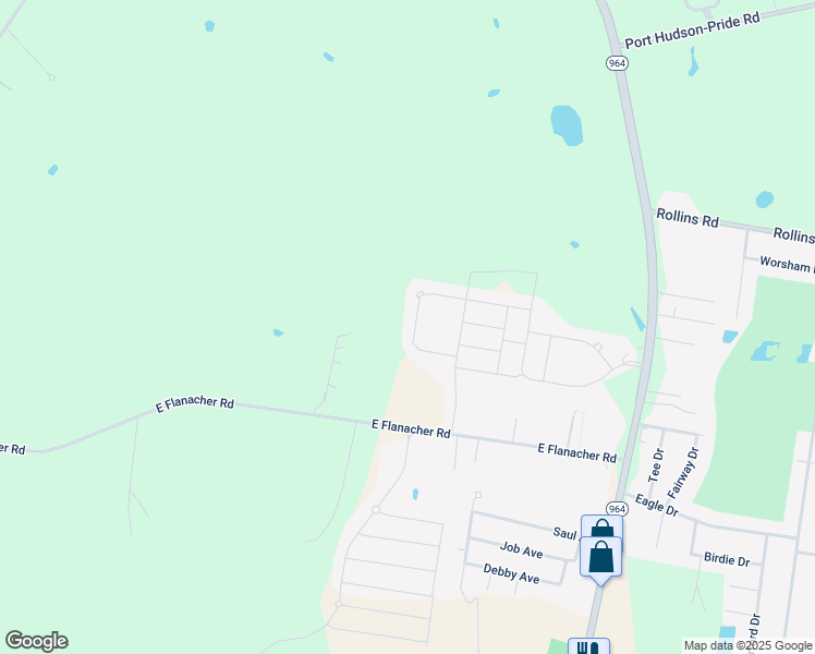 map of restaurants, bars, coffee shops, grocery stores, and more near 21373 Field Glen Drive in Zachary