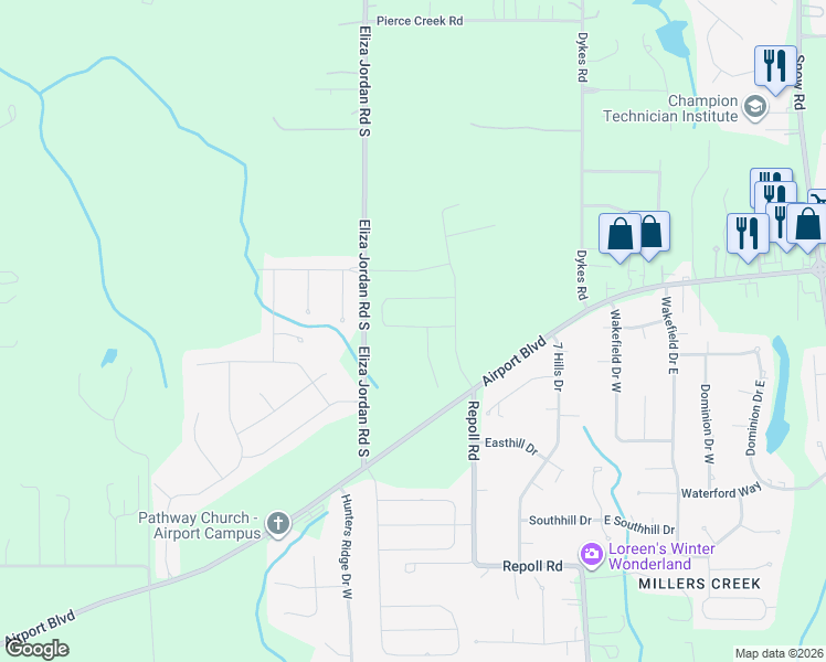 map of restaurants, bars, coffee shops, grocery stores, and more near 979 Boulder Court in Mobile