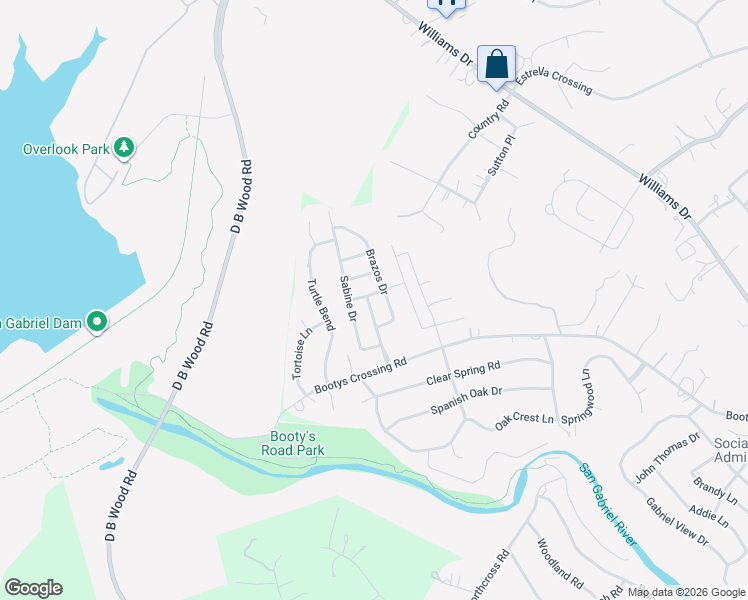 map of restaurants, bars, coffee shops, grocery stores, and more near 103 Lavaca Lane in Georgetown