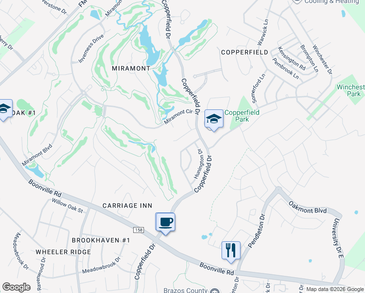 map of restaurants, bars, coffee shops, grocery stores, and more near 4732 Renwick Drive in Bryan