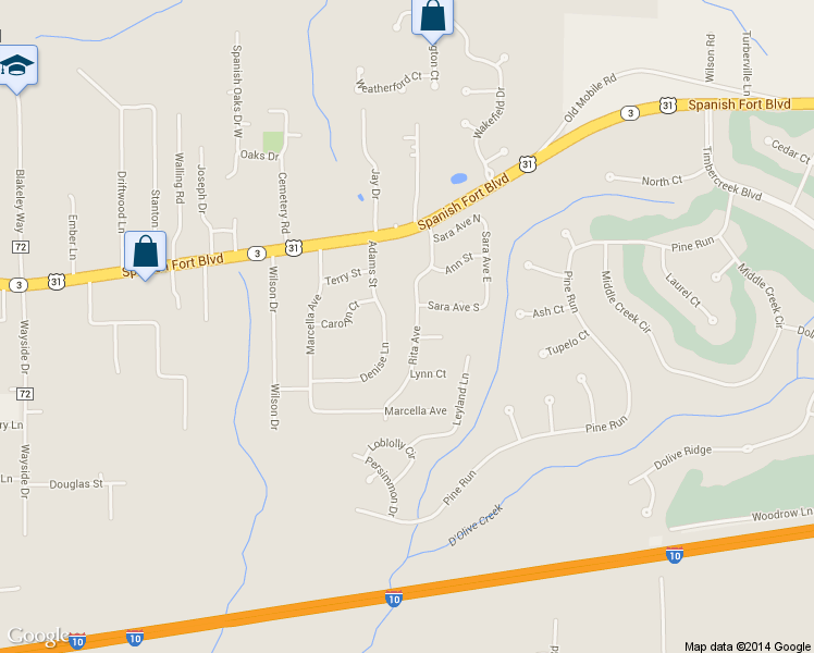 map of restaurants, bars, coffee shops, grocery stores, and more near 120 Rita Avenue in Spanish Fort