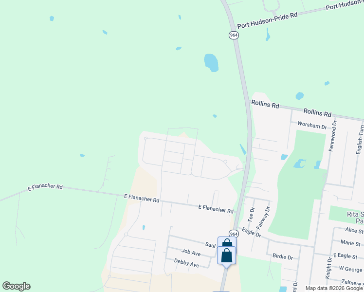 map of restaurants, bars, coffee shops, grocery stores, and more near 21405 Hayfield Drive in Zachary