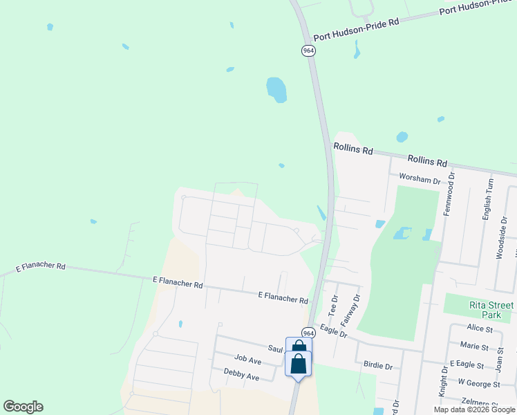 map of restaurants, bars, coffee shops, grocery stores, and more near 21405 Hayfield Drive in Zachary