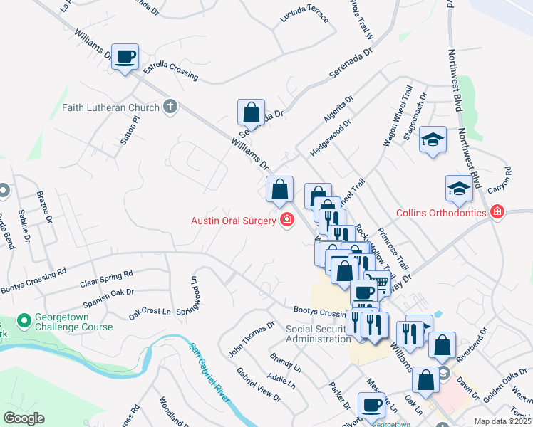 map of restaurants, bars, coffee shops, grocery stores, and more near in Georgetown