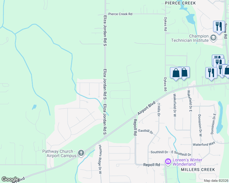 map of restaurants, bars, coffee shops, grocery stores, and more near 949 Boulder Court in Mobile