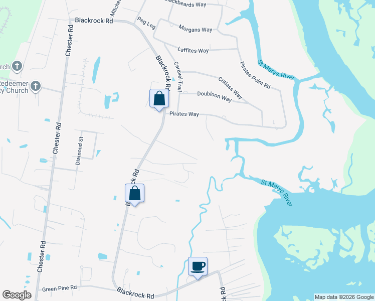 map of restaurants, bars, coffee shops, grocery stores, and more near 97155 Bywater Branch Lane in Yulee
