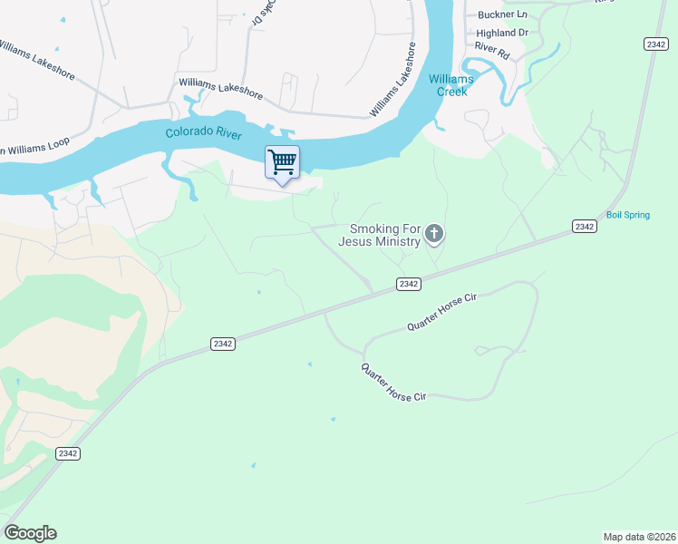 map of restaurants, bars, coffee shops, grocery stores, and more near 108 Kingsland Ranch Road in Kingsland
