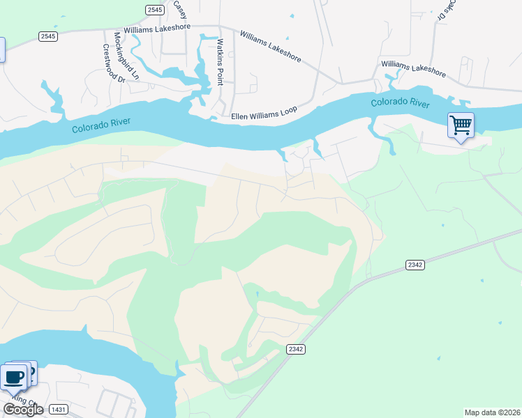map of restaurants, bars, coffee shops, grocery stores, and more near 106 Wildflower Drive in Kingsland