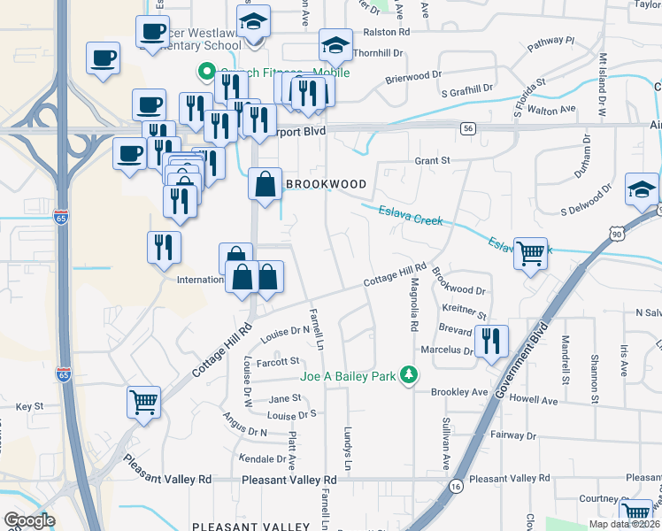 map of restaurants, bars, coffee shops, grocery stores, and more near 408 S Sage Ave in Mobile