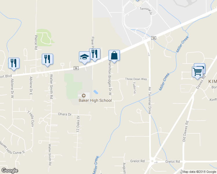 map of restaurants, bars, coffee shops, grocery stores, and more near 950 West Hamilton Bridges Drive in Mobile
