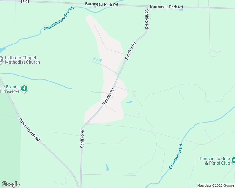 map of restaurants, bars, coffee shops, grocery stores, and more near 3700 Schifko Road in Escambia County