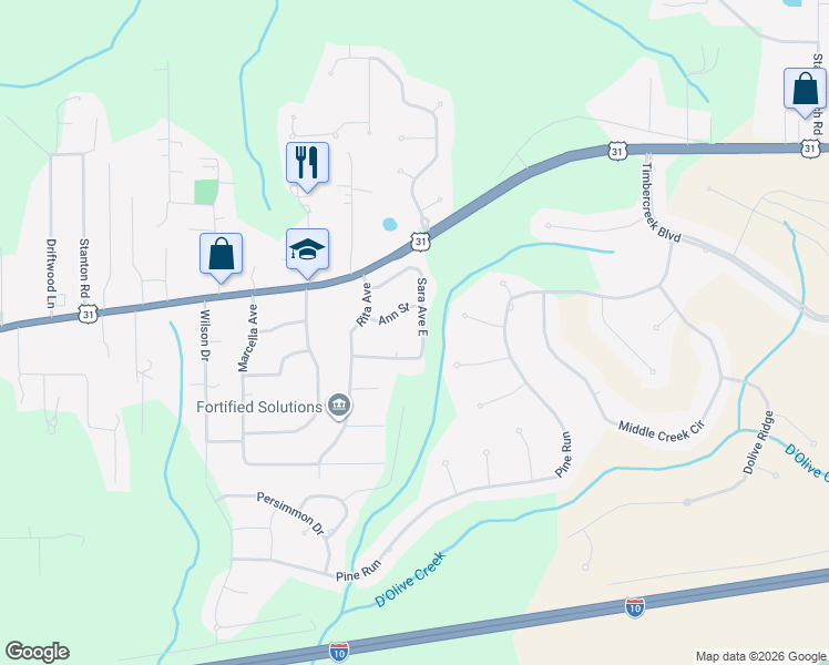 map of restaurants, bars, coffee shops, grocery stores, and more near 118 Sara Avenue East in Spanish Fort