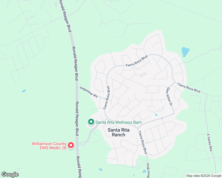 map of restaurants, bars, coffee shops, grocery stores, and more near 100 Regents Lane in Liberty Hill