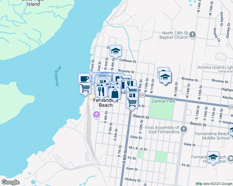 map of restaurants, bars, coffee shops, grocery stores, and more near 603 Centre Street in Jacksonville