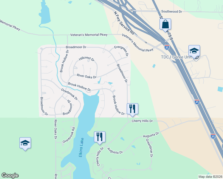 map of restaurants, bars, coffee shops, grocery stores, and more near 104 Waters Edge in Huntsville