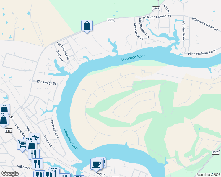 map of restaurants, bars, coffee shops, grocery stores, and more near 106 Still Meadow Drive in Kingsland