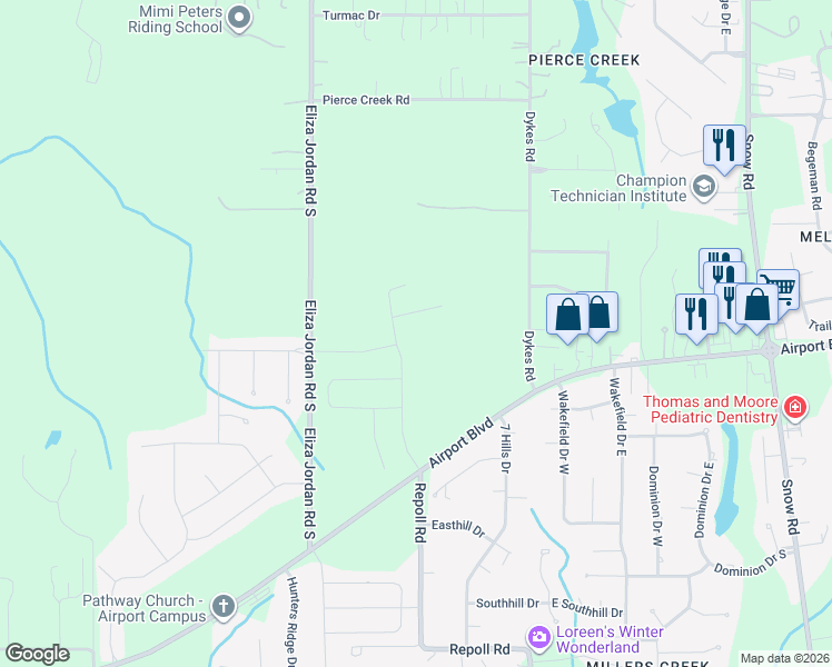 map of restaurants, bars, coffee shops, grocery stores, and more near 719-775 Dykes Road in Mobile