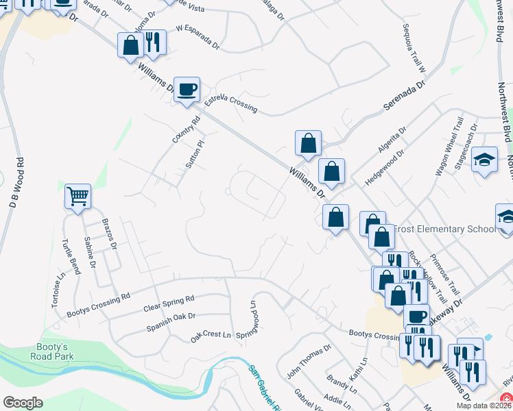 map of restaurants, bars, coffee shops, grocery stores, and more near 241 Axis Loop in Georgetown