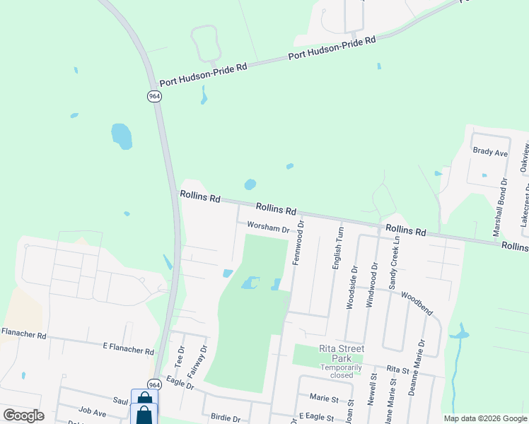 map of restaurants, bars, coffee shops, grocery stores, and more near 1540 Rollins Road in Zachary