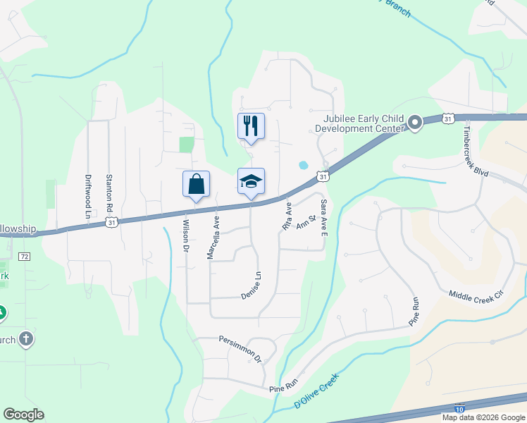 map of restaurants, bars, coffee shops, grocery stores, and more near 8392 Spanish Fort Boulevard in Spanish Fort