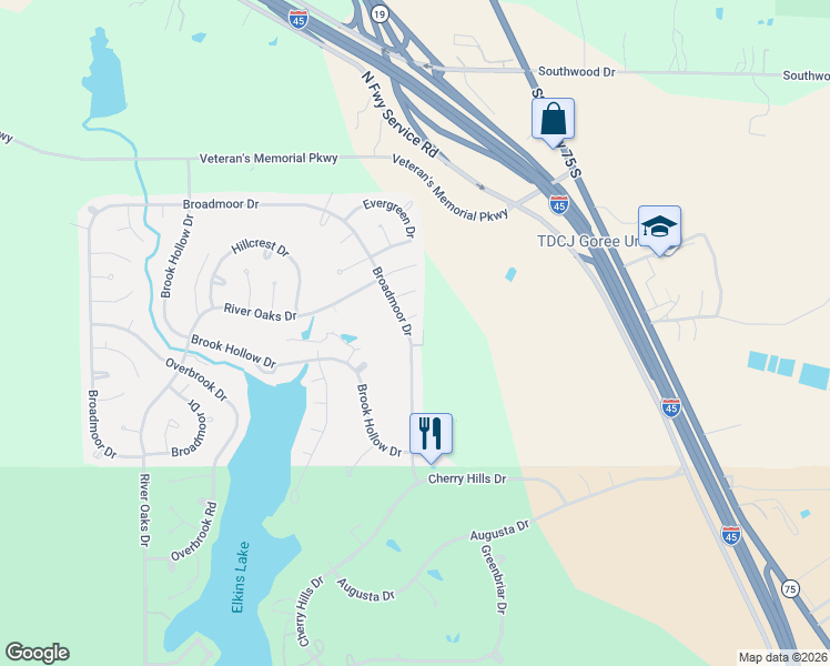map of restaurants, bars, coffee shops, grocery stores, and more near 909 Broadmoor Drive in Huntsville