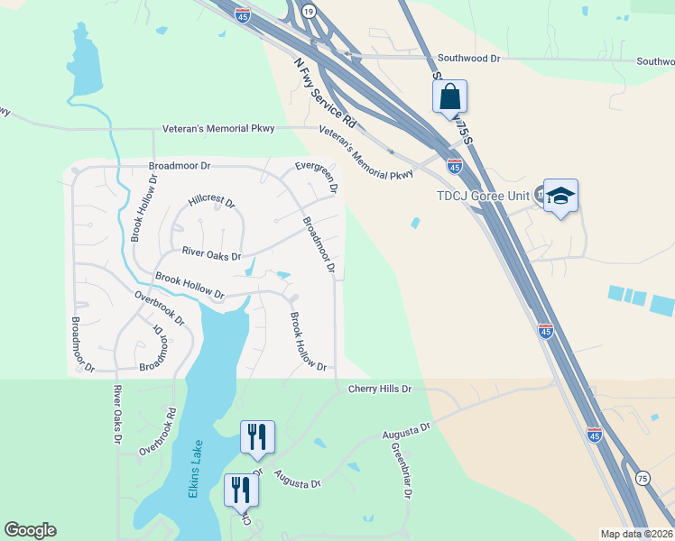 map of restaurants, bars, coffee shops, grocery stores, and more near 909 Broadmoor Drive in Huntsville