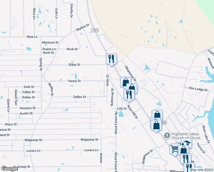 map of restaurants, bars, coffee shops, grocery stores, and more near 206 Aster Street in Kingsland