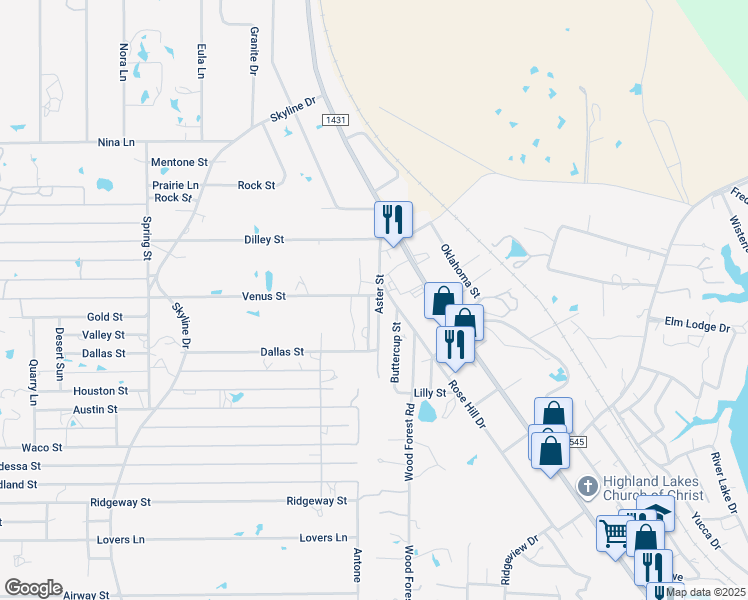 map of restaurants, bars, coffee shops, grocery stores, and more near 200 Aster Street in Kingsland