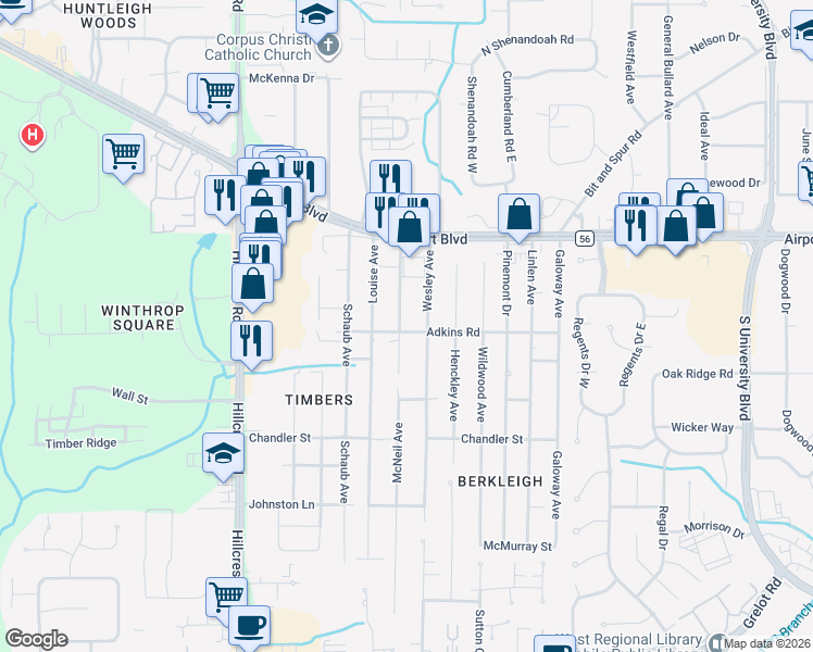 map of restaurants, bars, coffee shops, grocery stores, and more near 808 Wesley Avenue in Mobile