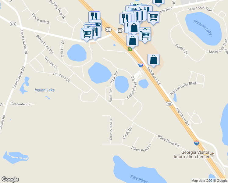 map of restaurants, bars, coffee shops, grocery stores, and more near 5133 Rusk Circle in Lake Park