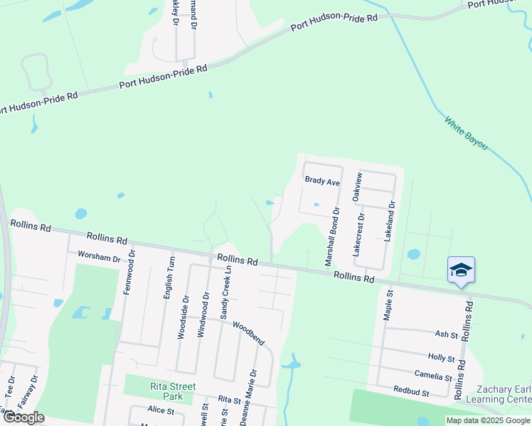 map of restaurants, bars, coffee shops, grocery stores, and more near 7074 Fleur De Lis Street in Zachary