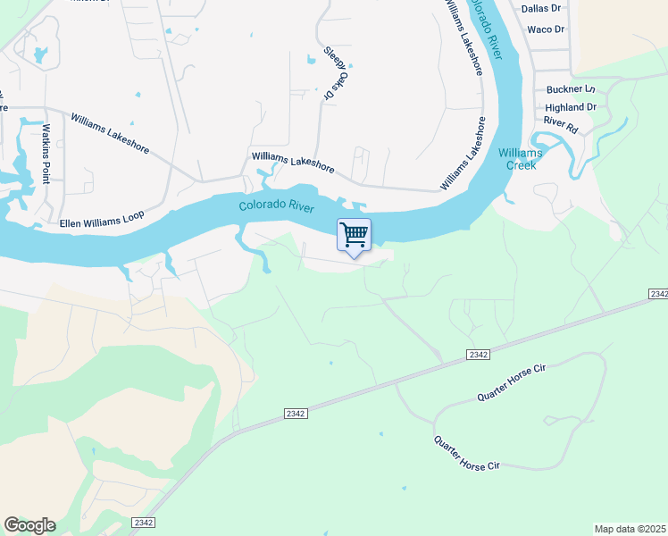 map of restaurants, bars, coffee shops, grocery stores, and more near 207 River Ranch Road in Kingsland