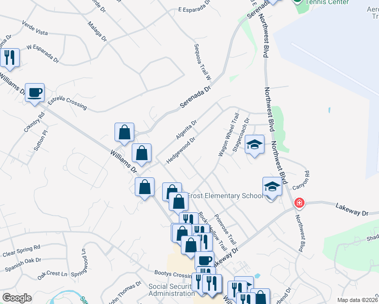 map of restaurants, bars, coffee shops, grocery stores, and more near 3707 Buffalo Springs Trail in Georgetown