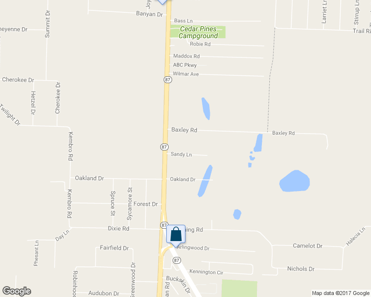 map of restaurants, bars, coffee shops, grocery stores, and more near 6430 Sandy Lane in Milton
