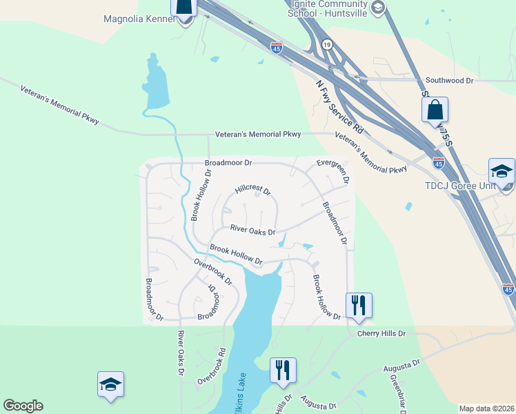 map of restaurants, bars, coffee shops, grocery stores, and more near 615 Green Hills Drive in Huntsville