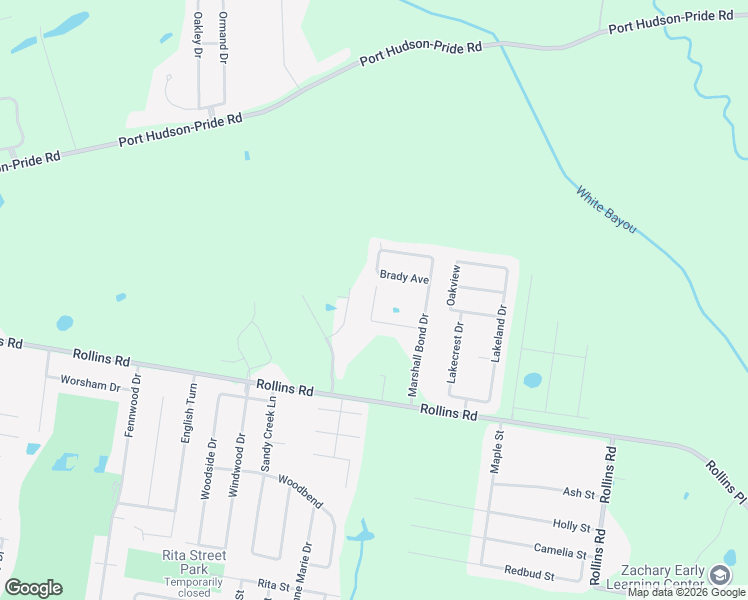 map of restaurants, bars, coffee shops, grocery stores, and more near 7179 Landry Drive in Zachary