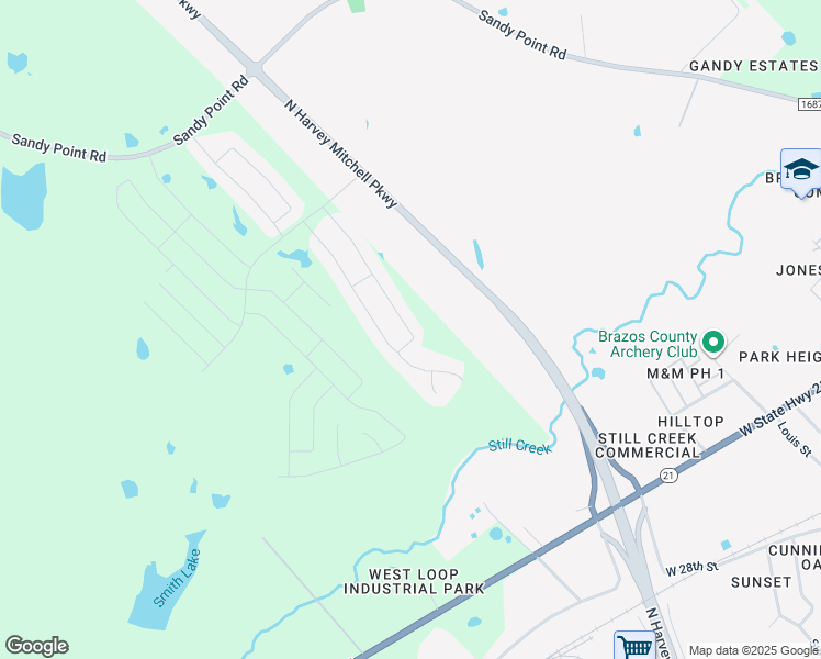 map of restaurants, bars, coffee shops, grocery stores, and more near 1918 Cartwright Street in Bryan